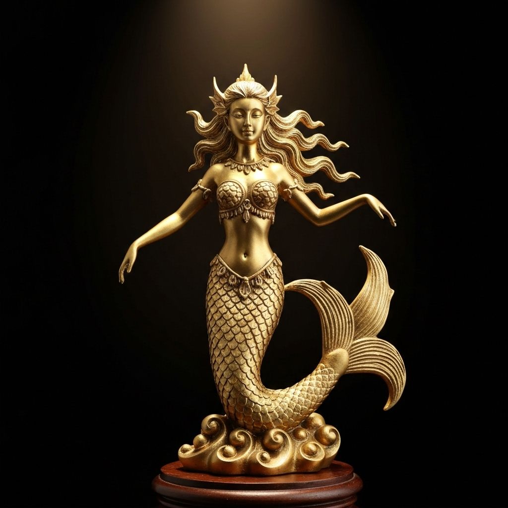 Golden Mermaid Statue